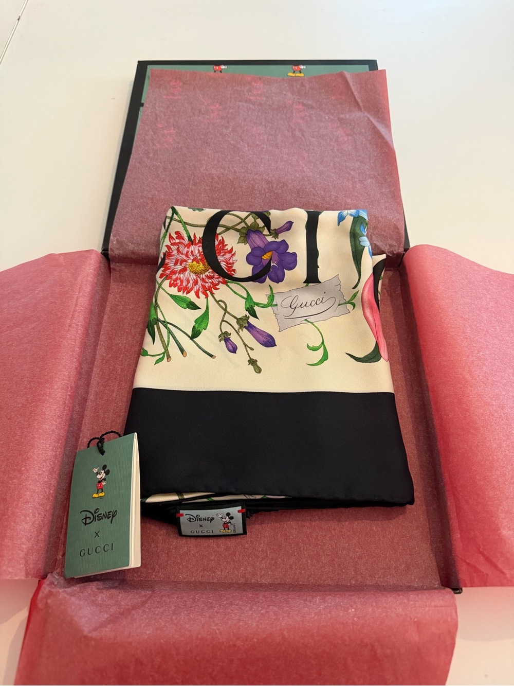 NWT Gucci x Disney Women's Floral Silk Scarf
